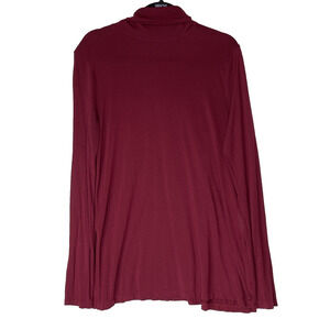 J. Crew Turtleneck Top Blouse Size Large Solid Burgundy Long Sleeve Fall Autumn